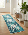 Seaside Blooms Collection Area Rug -  Provence Runner Teal blue  lifestyle 66