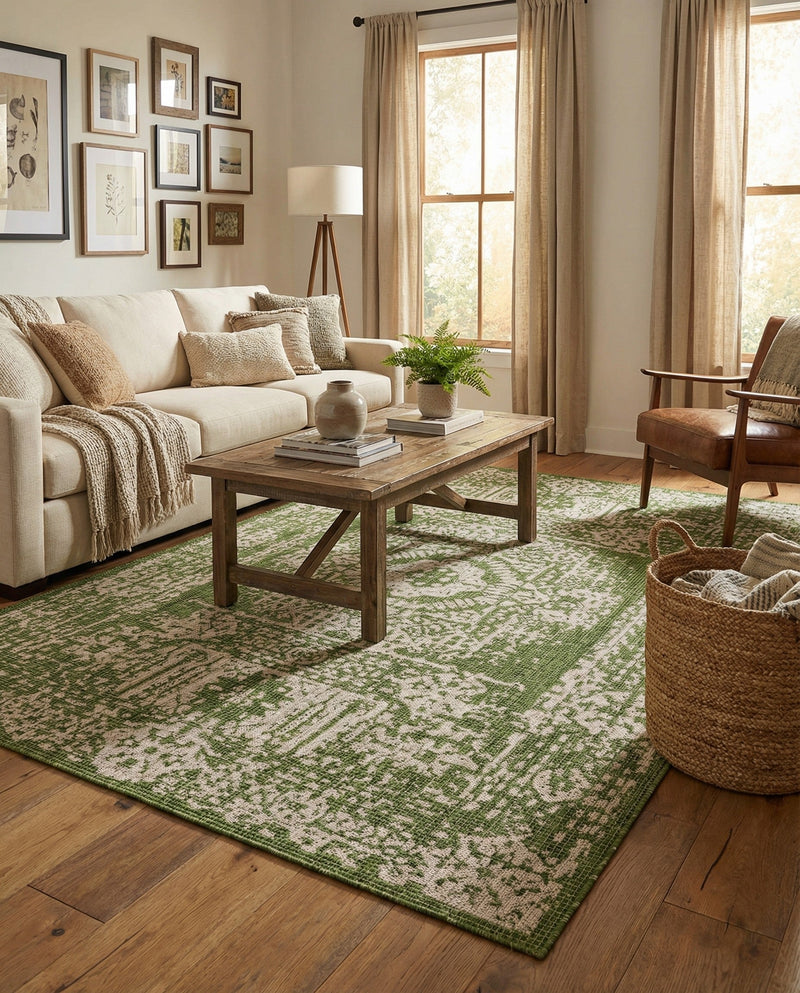 Patio Heritage Collection Area Rug - Savannah (Green) Rectangle Green  lifestyle 12