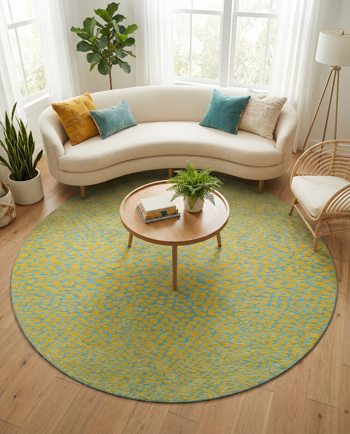 Urban Oasis Rugs Collection Area Rug -  Terrace (Yellow and Aqua) Round Yellow and Aqua  lifestyle 19
