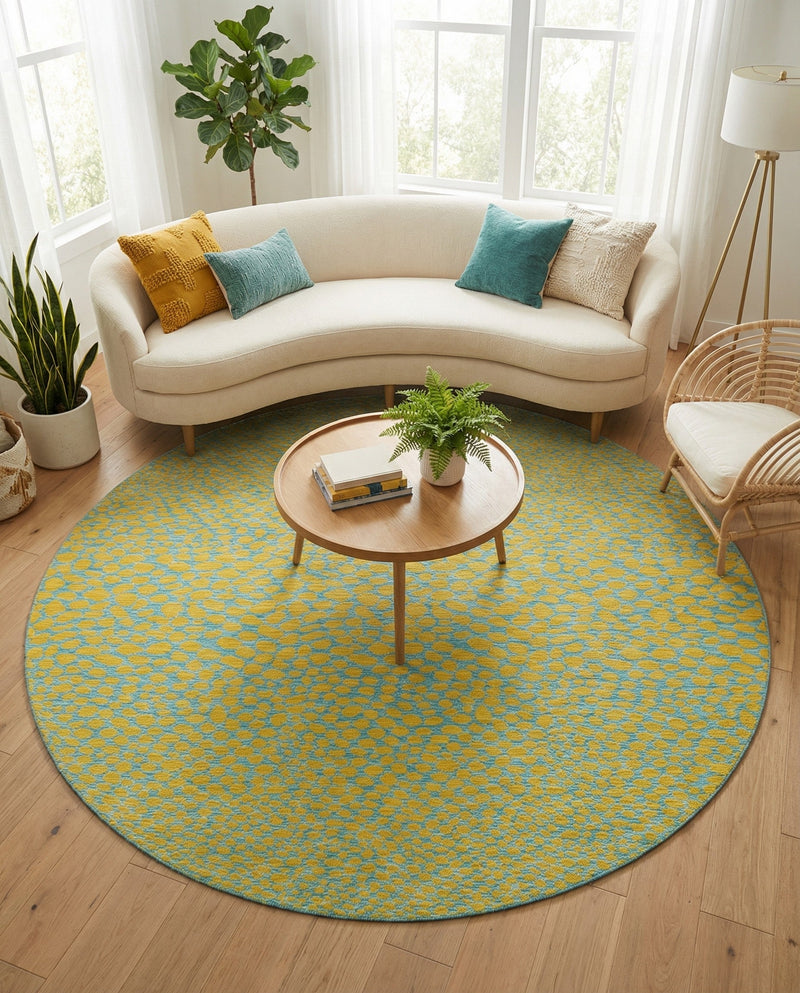 Urban Oasis Rugs Collection Area Rug -  Terrace (Yellow and Aqua) Round Yellow and Aqua  lifestyle 19