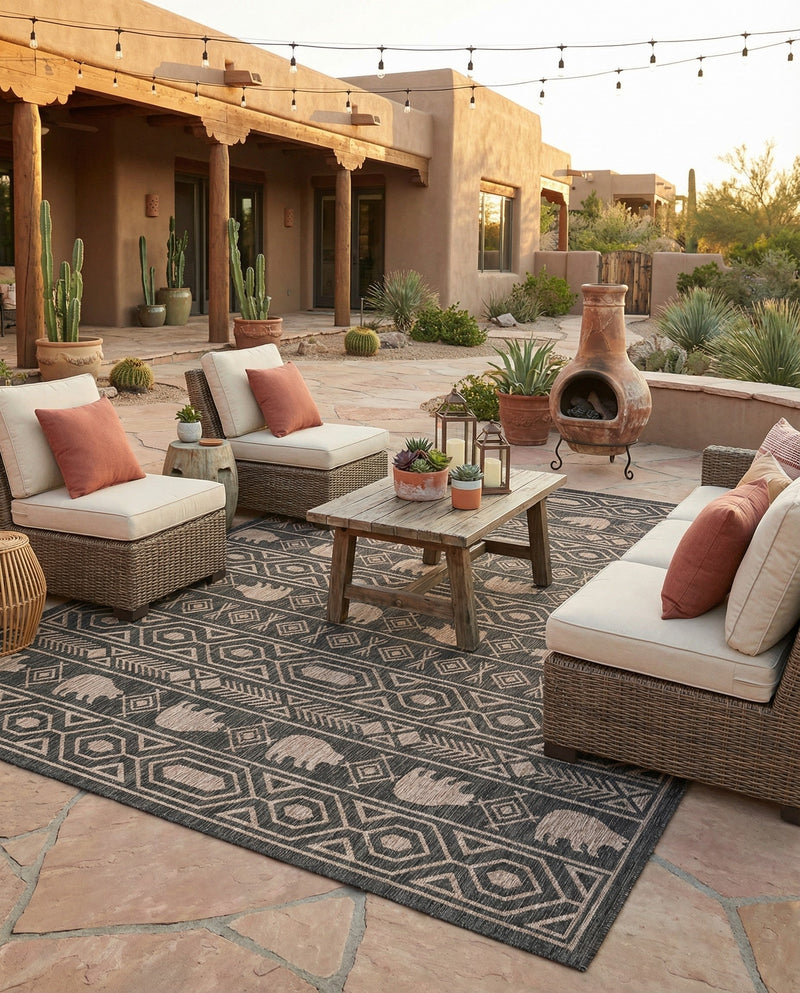 Mesa Oasis Rugs Collection Area Rug - Sundown Rectangle Black  lifestyle 17