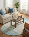 Mediterranean Lattice Collection Area Rug -  Casablanca (Ivory Blue) Oval Ivory Blue  lifestyle 23