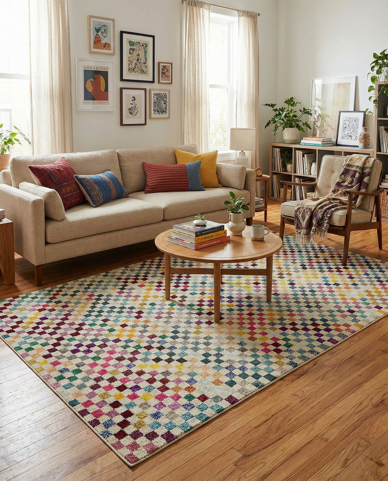 Chromatic Oasis Collection Area Rug -  Flora Rectangle Multi  lifestyle 3