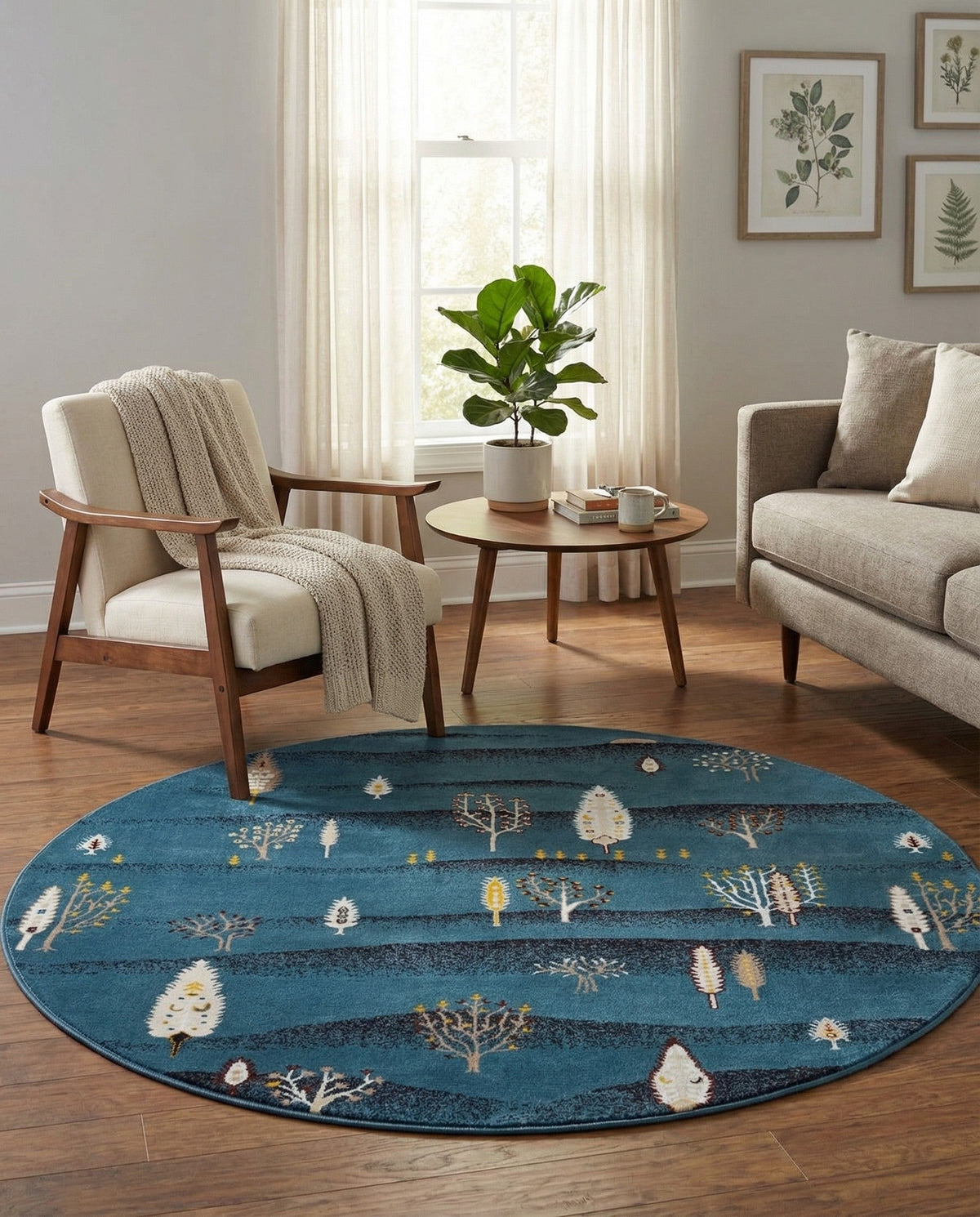 Coastal Haven Collection Area Rug -  Surfside Round Blue  lifestyle 127