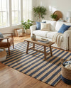 Woven Seaside Jute Collection Area Rug - Nantucket Rectangle Navy Ivory  lifestyle 38