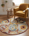 Aegean Elegance Washables Collection Area Rug -  Rhodes Round Multi  lifestyle 62