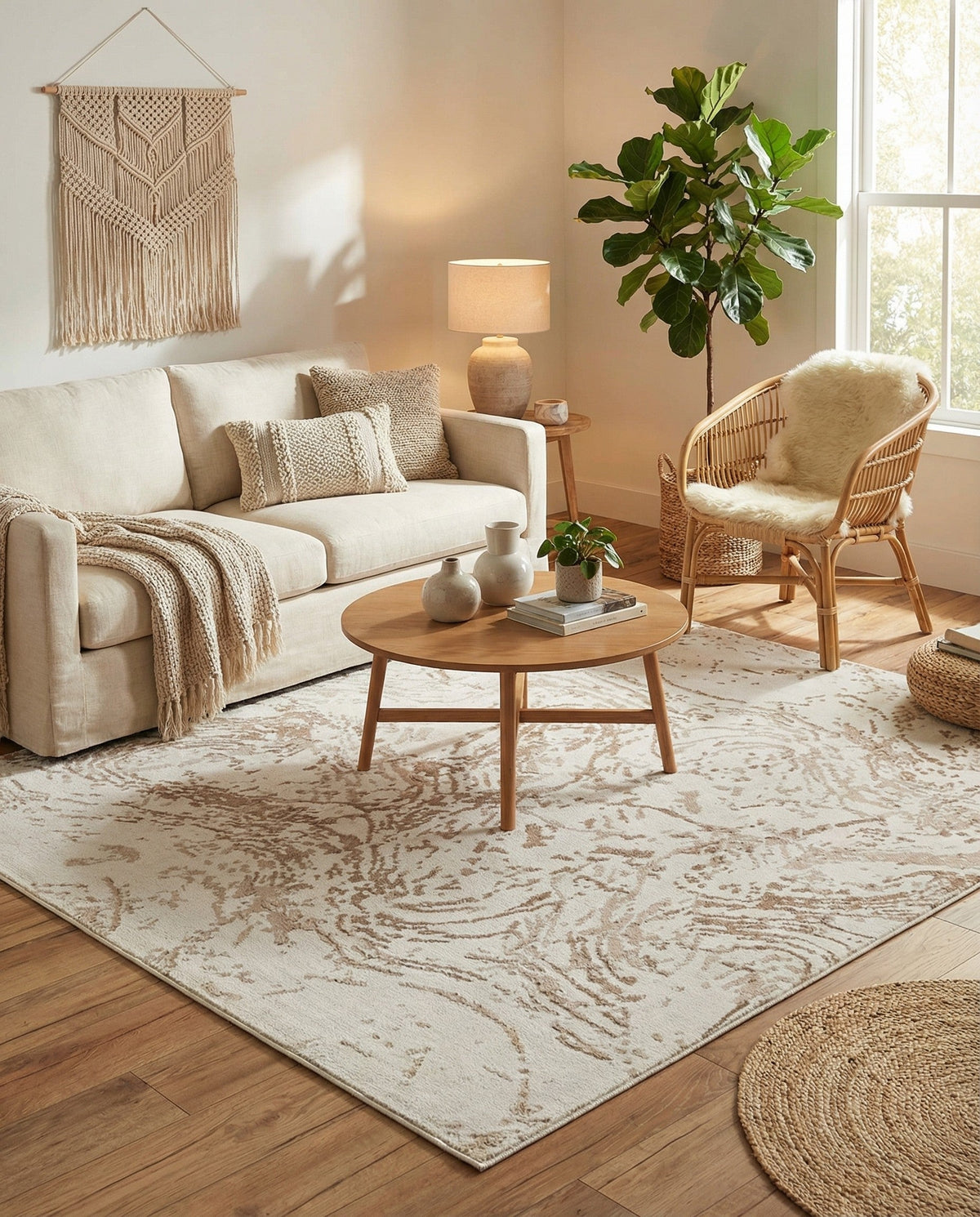 Coastal Haven Collection Area Rug -  Nautilus Square Ivory  lifestyle 50