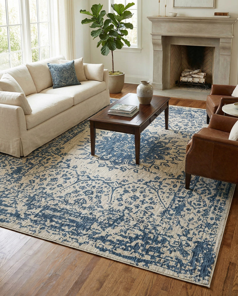 Patio Heritage Collection Area Rug -  Lafayette (Blue) Rectangle Blue  lifestyle 7