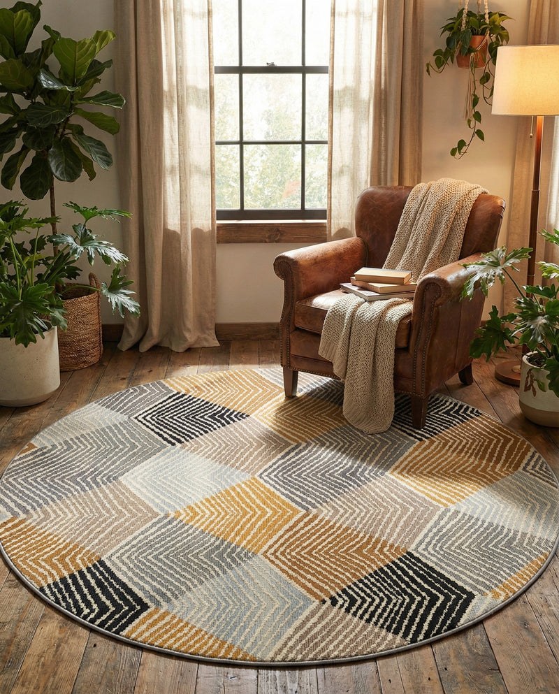 Urban Terrace Collection Area Rug - Metropolis Round Gray  lifestyle 58