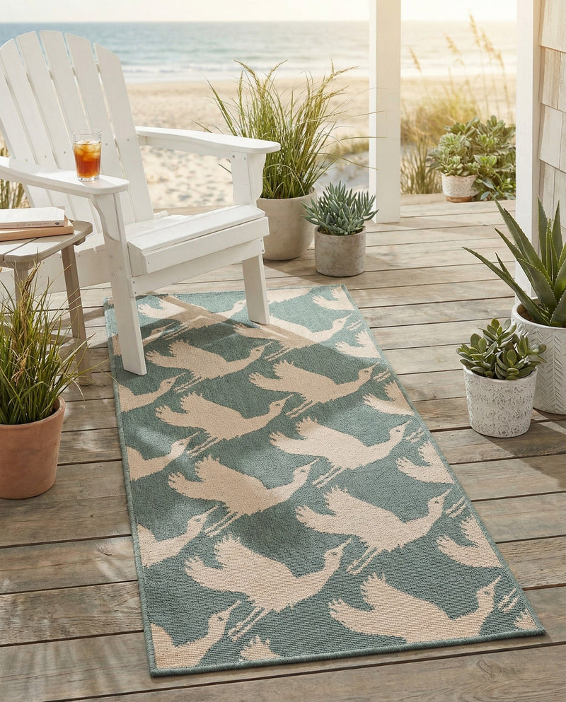 Seaside Haven Rugs Collection Area Rug -  Pelican Runner Stone Blue  lifestyle 49