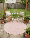 Garden Lattice Charm Collection Area Rug - Arbor (Pink) Round Pink  lifestyle 53