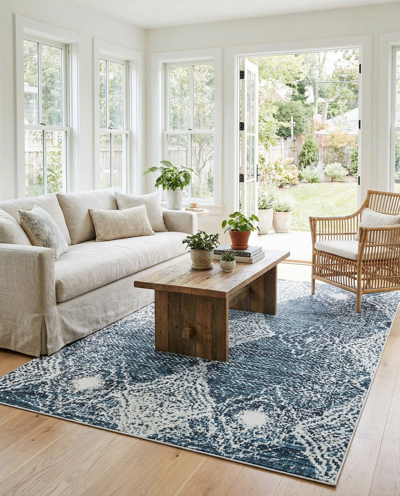 Aegean Elegance Washables Collection Area Rug -  Naxos Rectangle Navy Blue  lifestyle 21