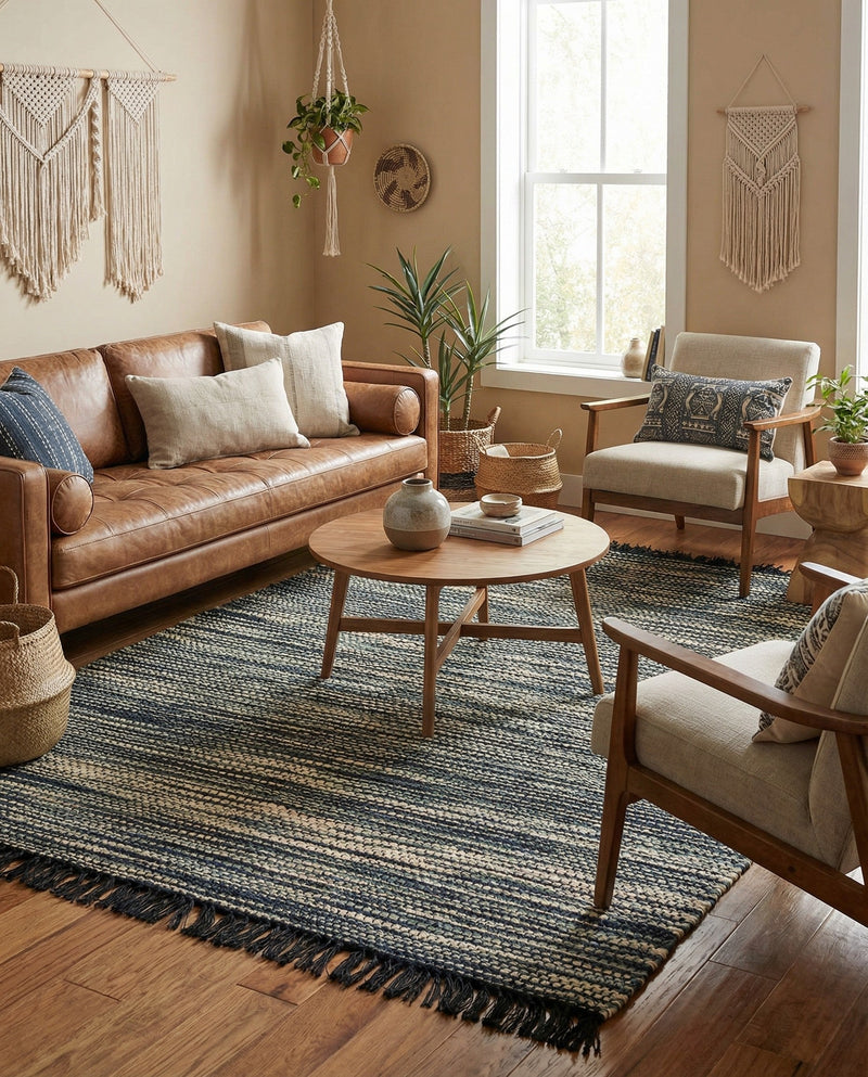 Savannah Jute Collection Area Rug - Nantucket Rectangle Green and Ivory  lifestyle 17