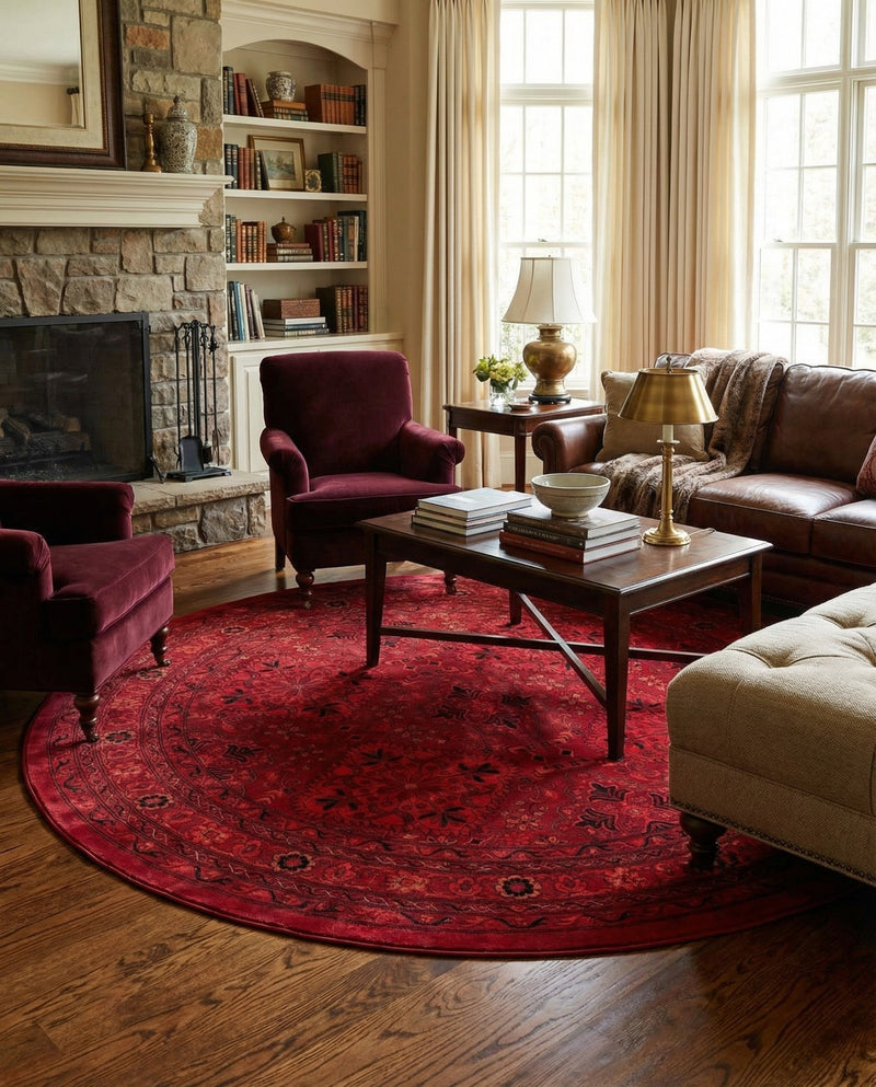 Samarkand Elegance Collection Area Rug -  Samanid Round Red  lifestyle 63