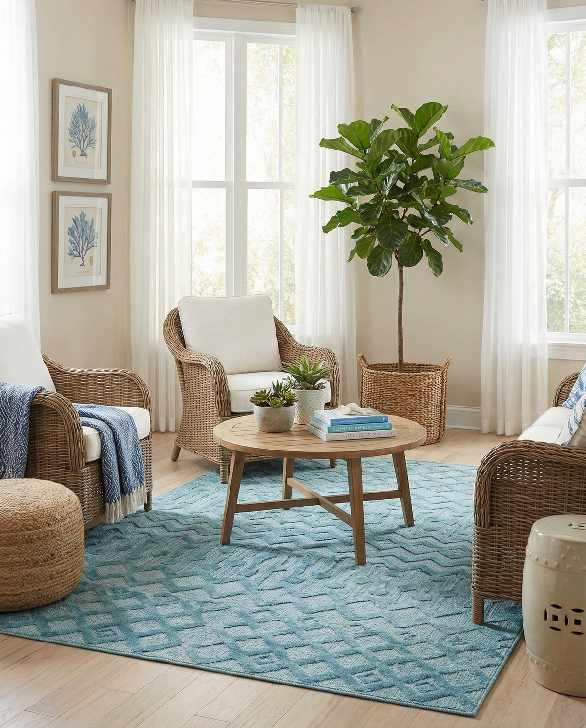 Garden Lattice Charm Collection Area Rug -  Pergola (Aqua) Rectangle Aqua  lifestyle 14