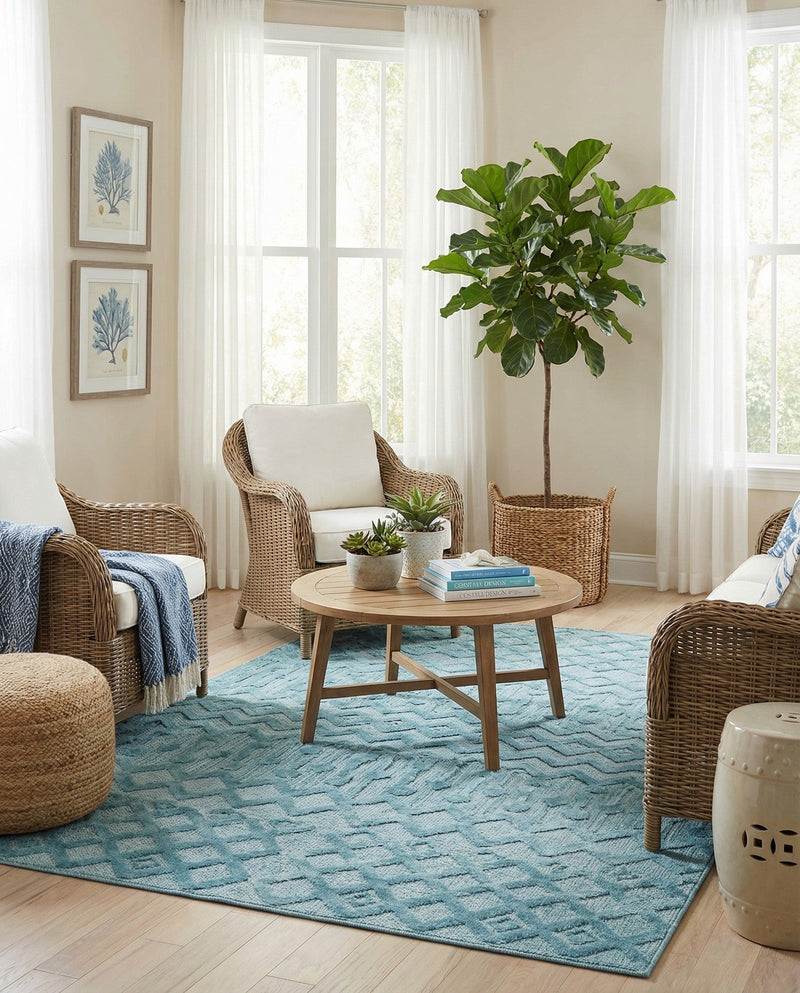 Garden Lattice Charm Collection Area Rug -  Pergola (Aqua) Rectangle Aqua  lifestyle 14