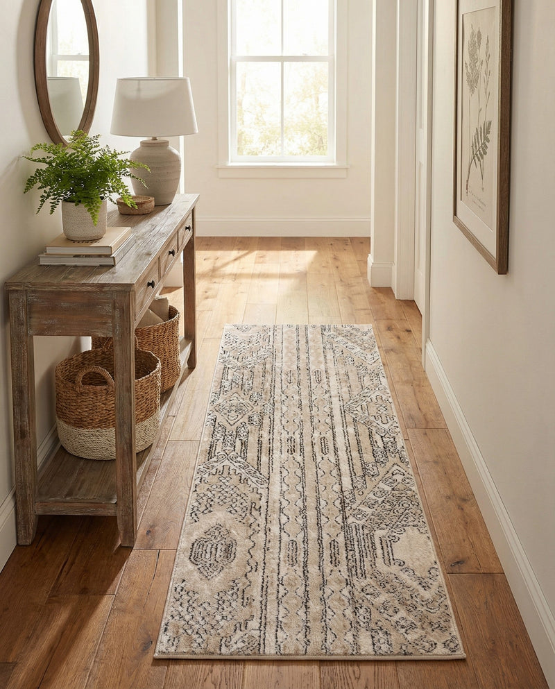 Cascade Range Collection Area Rug - Hood (Ivory) Runner Ivory  lifestyle 82