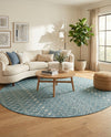 Savannah Pergola Collection Area Rug -  Pergola (Teal) Round Teal  lifestyle 69