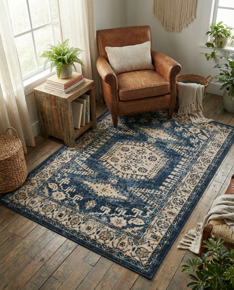 Eden Oasis Collection Area Rug -  Refuge (Dark Blue) Rectangle Dark Blue  lifestyle 24