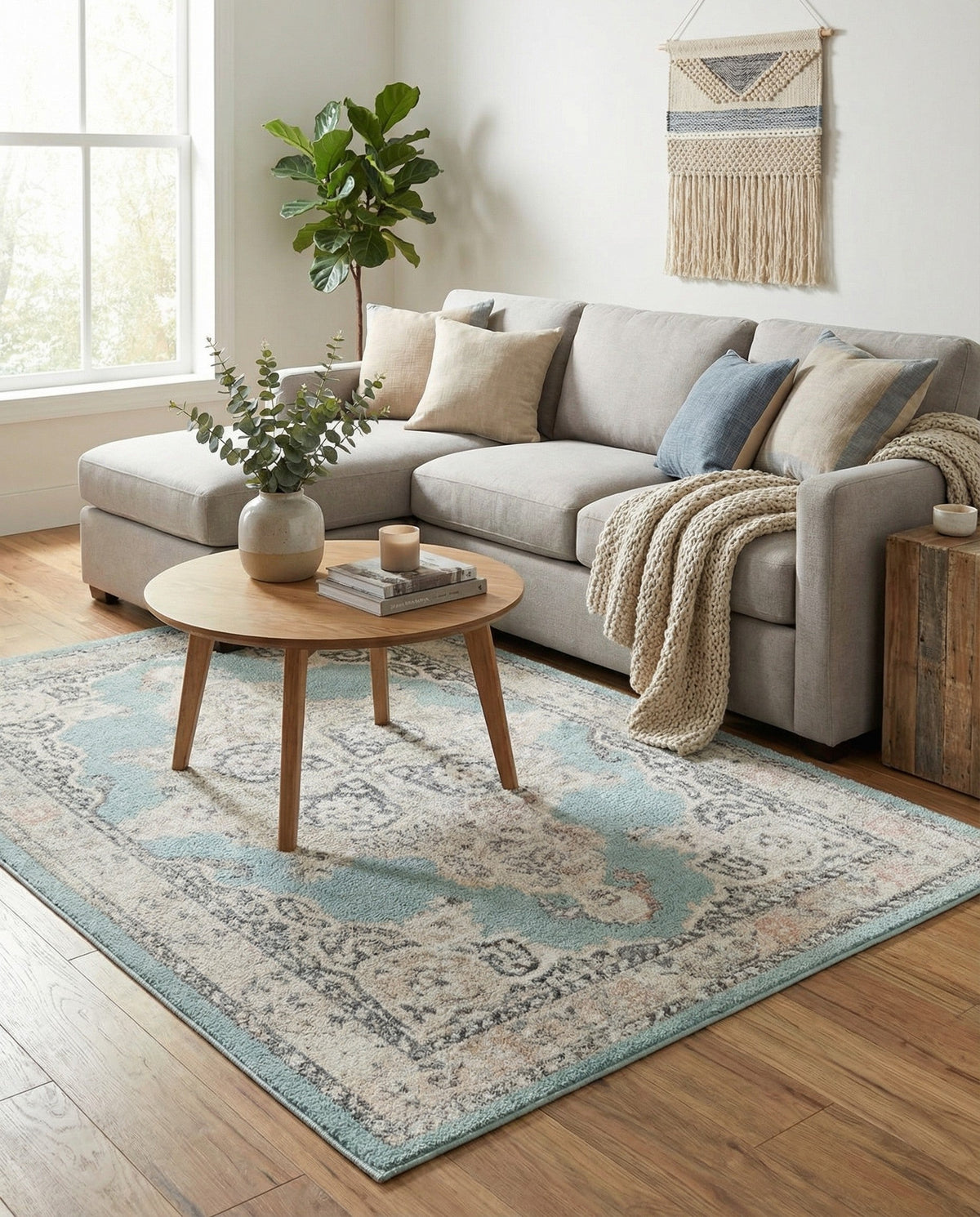 Beverly Grove Collection Area Rug -  Fairfax (Aqua) Rectangle Aqua  lifestyle 13