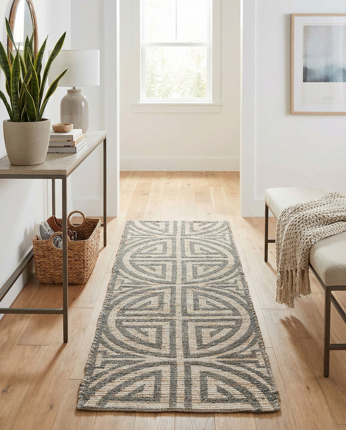 Savannah Threads Collection Area Rug -  Thar Runner Gray and Ivory  lifestyle 144