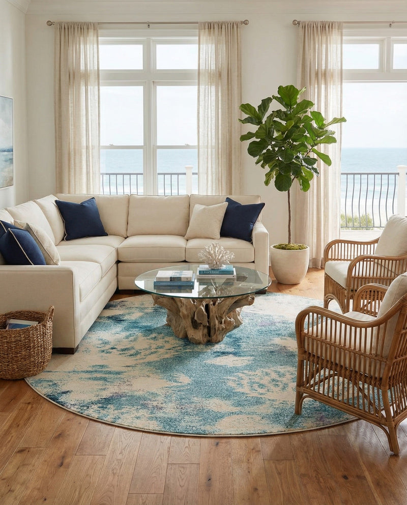 Sorrento Shores Collection Area Rug -  Vico Round Light Blue  lifestyle 43