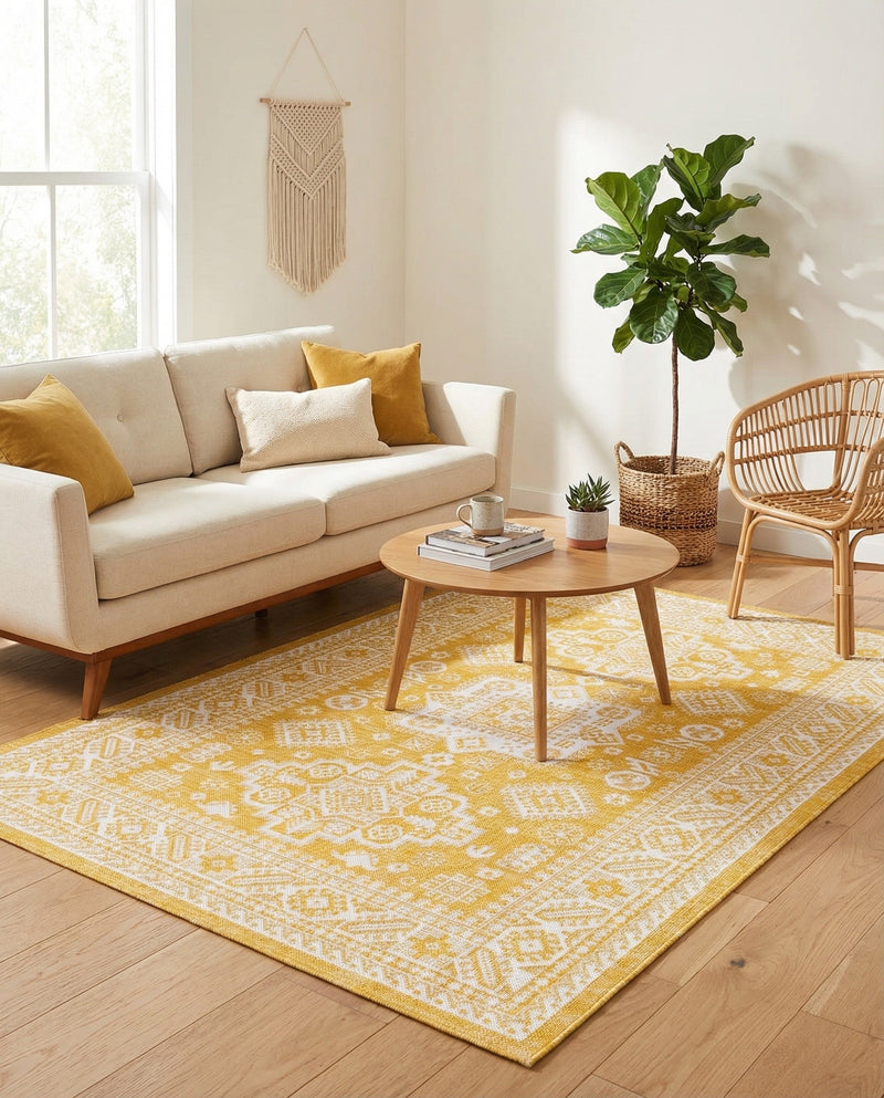 Tribal Terrace Treasures Collection Area Rug -  Incan Isle (Yellow) Rectangle Yellow  lifestyle 14