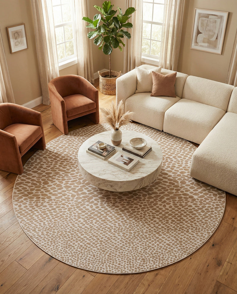 Urban Oasis Rugs Collection Area Rug -  Terrace (Dark Beige) Round Dark Beige  lifestyle 68