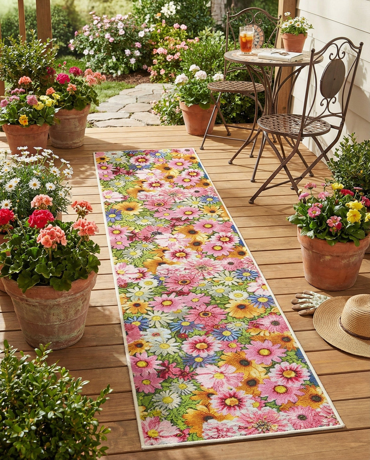 Seaside Blooms Collection Area Rug -  Marseilles Runner Multi  lifestyle 92