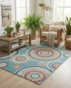 Seaside Blooms Collection Area Rug -  Eden Rectangle Light Blue  lifestyle 45