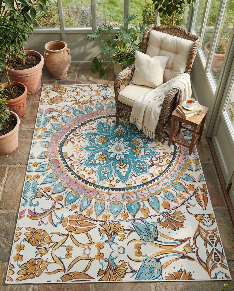 Patio Heritage Collection Area Rug - Tuscany Rectangle Multi  lifestyle 5