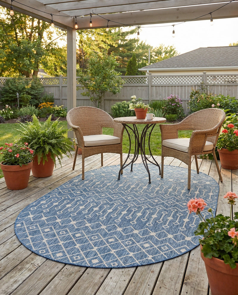 Savannah Pergola Collection Area Rug -  Pergola (Blue) Oval Blue  lifestyle 23
