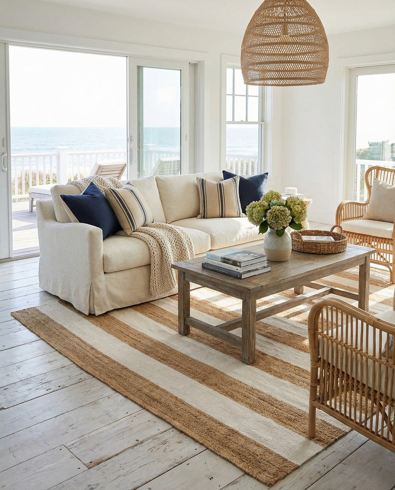 Martha's Vineyard Blueprints Collection Area Rug - Edgartown Rectangle Tan Sand  lifestyle 36