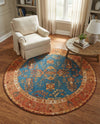 Patio Heritage Collection Area Rug -  Pavilion Round Navy Blue  lifestyle 71
