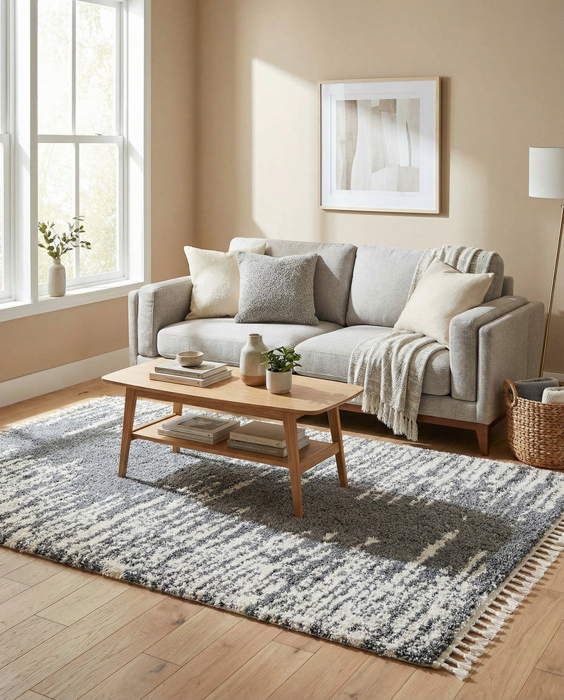 Tranquil Tides Shag Collection Area Rug - Marina Rectangle Gray  lifestyle 18