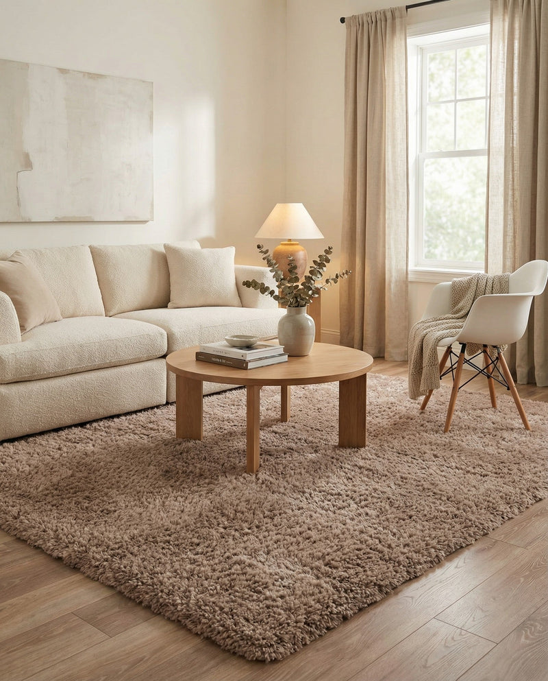 Eternal Plush Oasis Collection Area Rug -  Tranquility (Khaki) Square Khaki  lifestyle 34