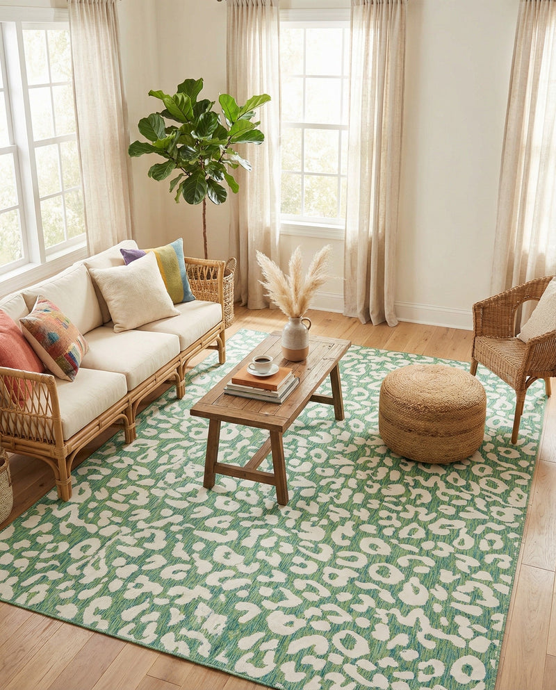 Savannah Escape Collection Area Rug -  Amazon (Green Blue) Rectangle Green Blue  lifestyle 4