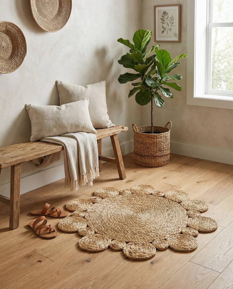 Woven Seaside Jute Collection Area Rug - Sienna Round Natural  lifestyle 16
