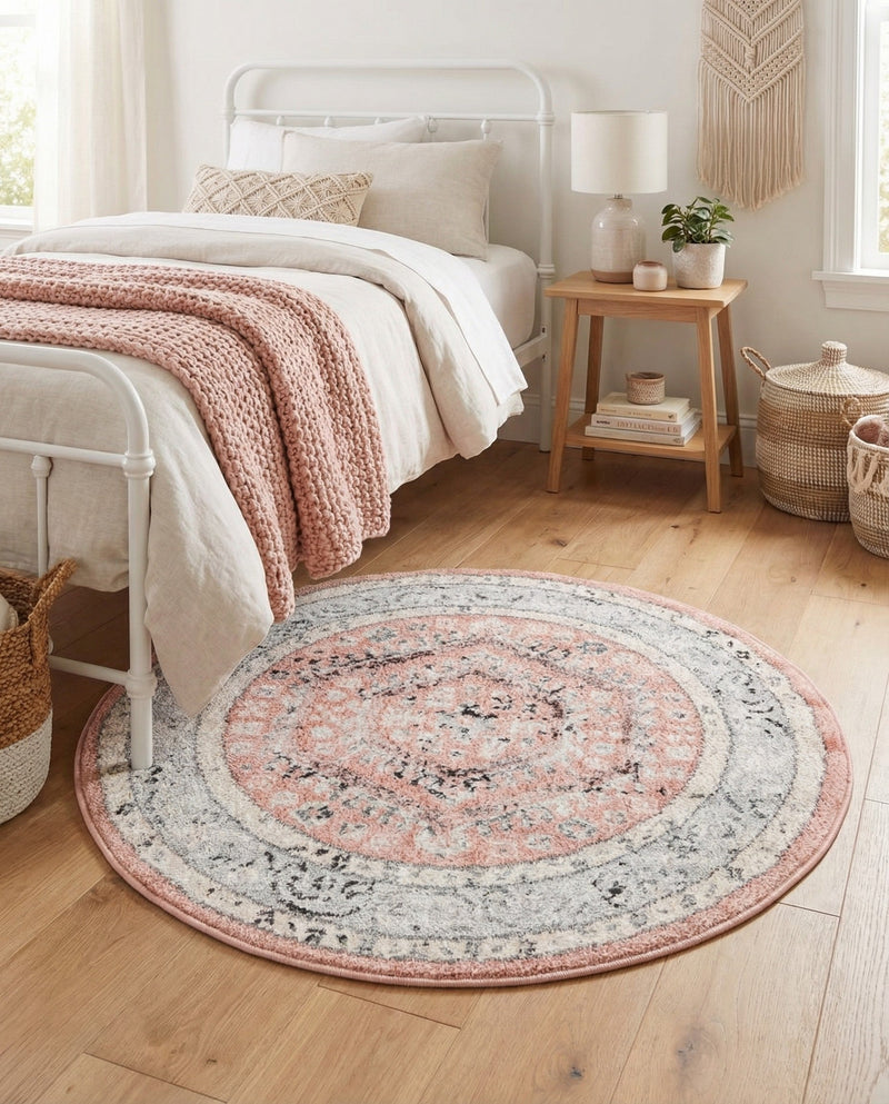 Adriana Terrace Collection Area Rug - Capri (Rose) Round Rose  lifestyle 54