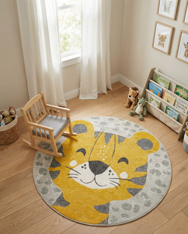 Wonder Tykes Collection Area Rug -  Doodle Round Gray  lifestyle 6