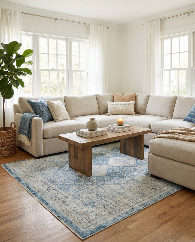 Coastal Haven Collection Area Rug -  Harborview Rectangle Navy Blue  lifestyle 15