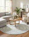 Marrakesh Lattice Collection Area Rug - Casablanca (Ivory Aqua) Round Ivory Aqua  lifestyle 65