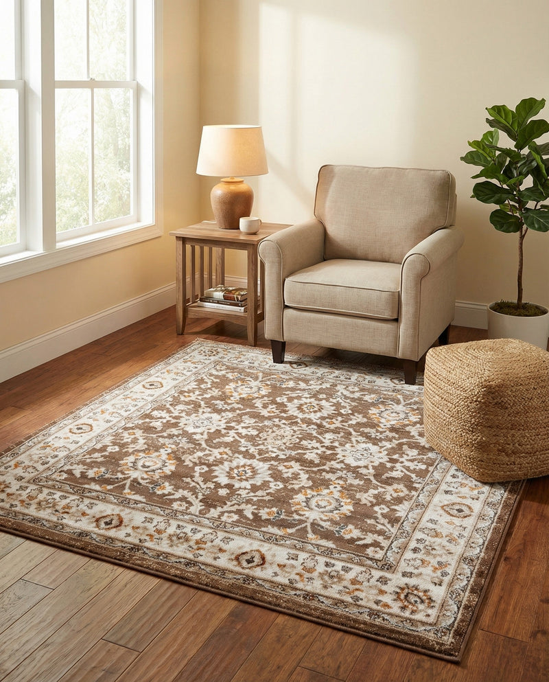 Savannah Elegance Collection Area Rug - Augusta (Brown) Square Brown  lifestyle 70