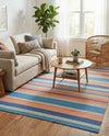Coastal Stripe Dhurrie Collection Area Rug - Seashore Rectangle Multi  lifestyle 9