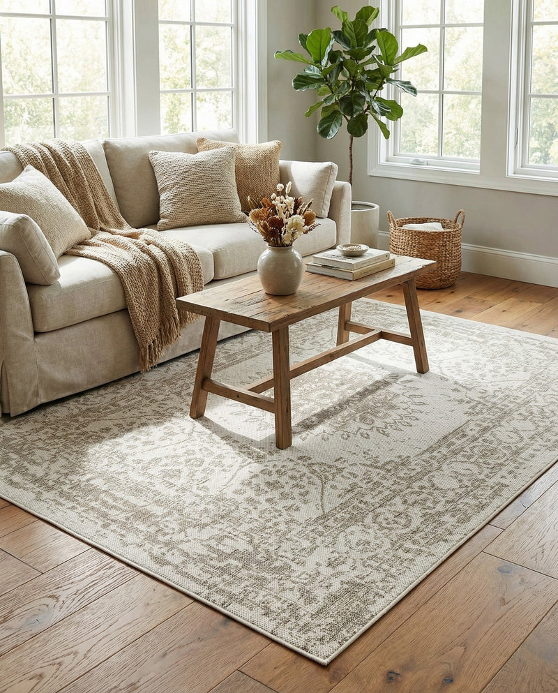 Patio Heritage Collection Area Rug -  Lafayette (Gray) Rectangle Gray  lifestyle 12