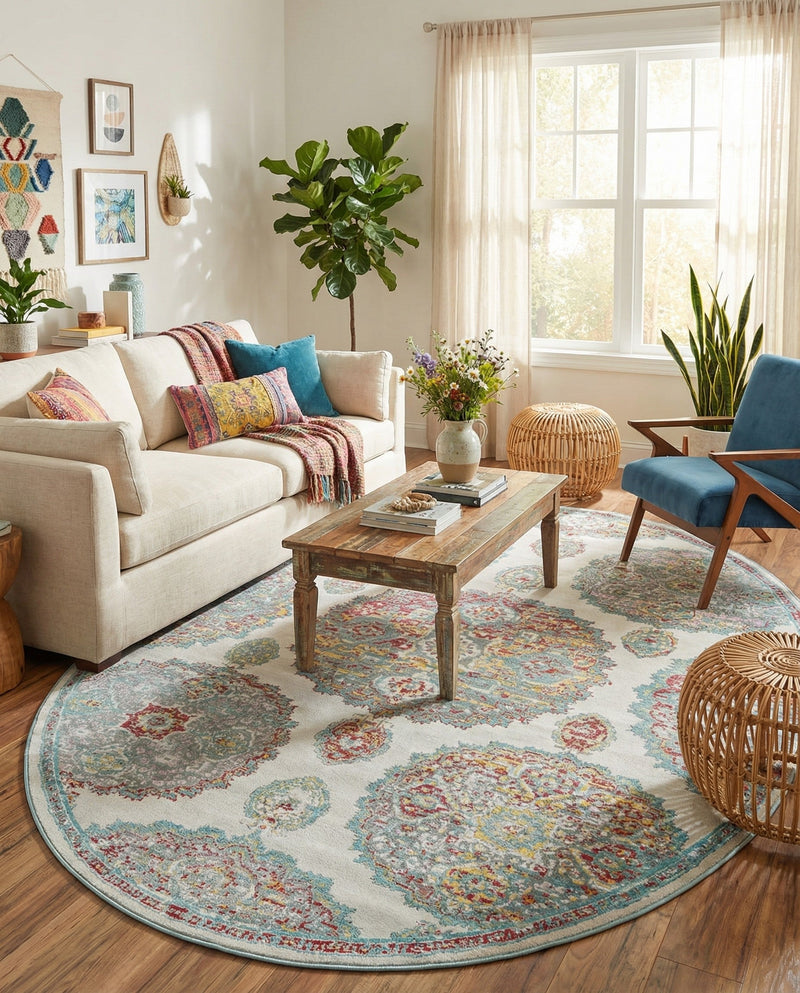 Arcadia Rugs Collection Area Rug -  Atlantis (Cream) Oval Cream  lifestyle 42