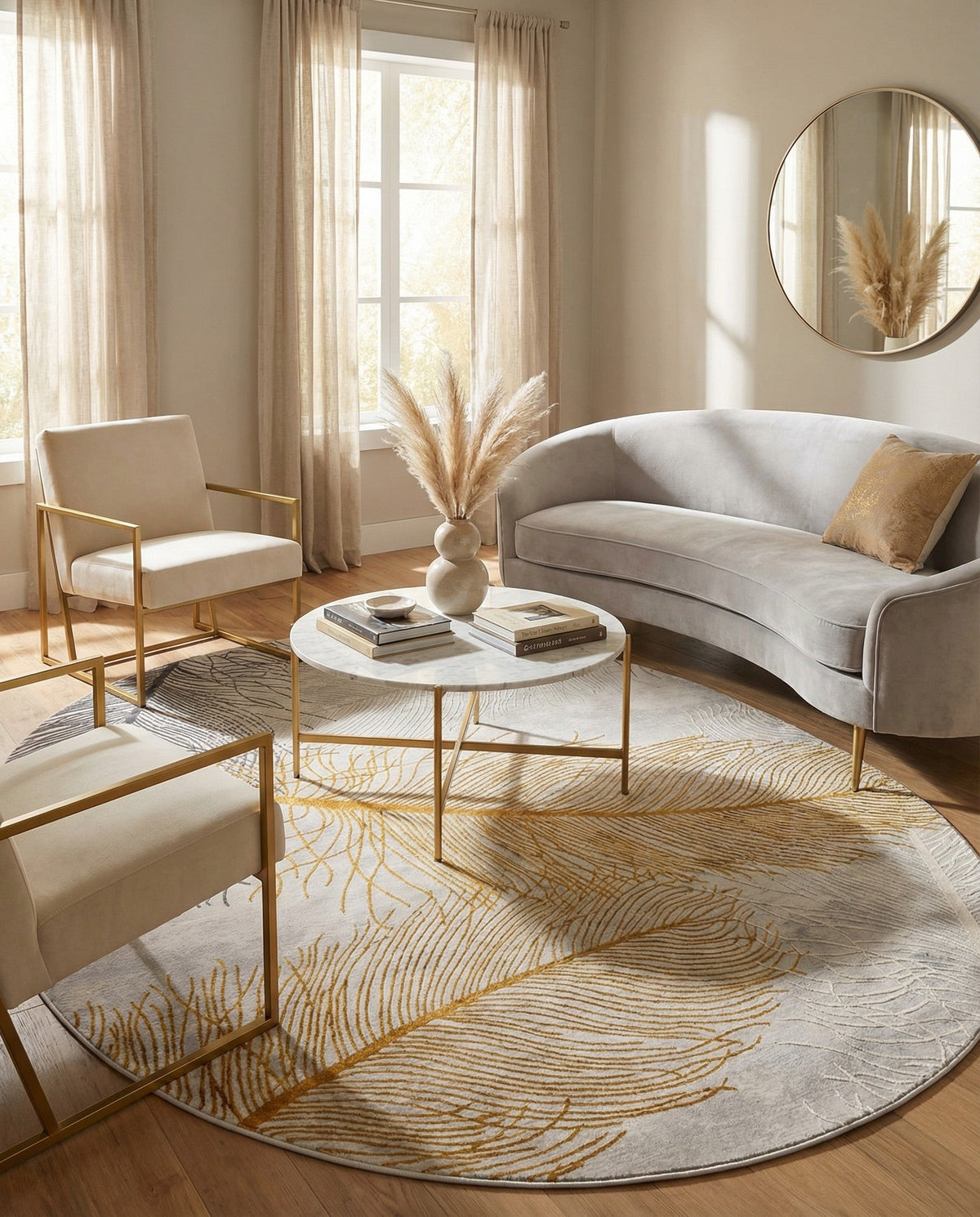 Bloomsbury Elegance Collection Area Rug -  Westminster Oval Yellow Gray  lifestyle 124