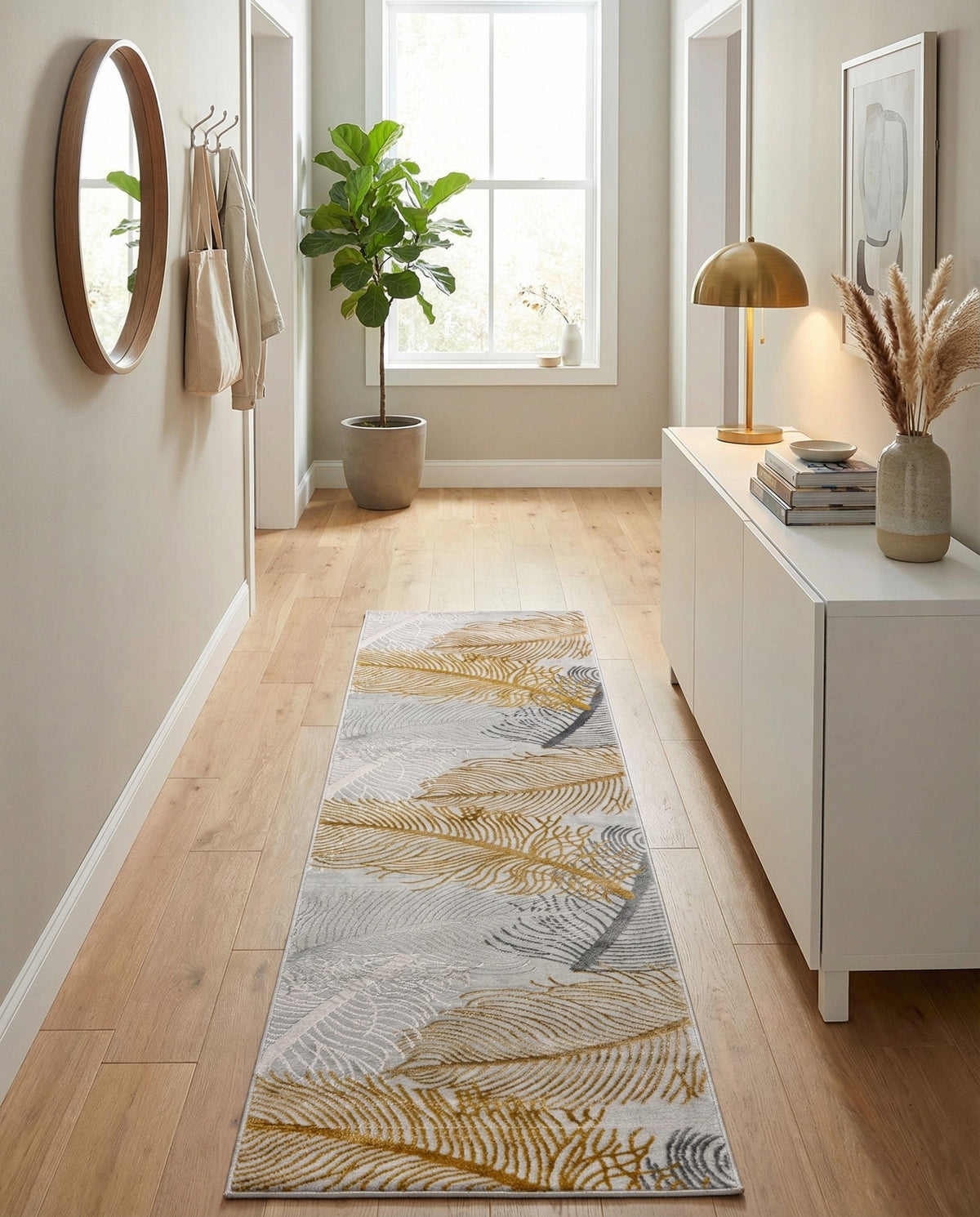 Bloomsbury Elegance Collection Area Rug -  Westminster Runner Yellow Gray  lifestyle 126