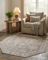 Seville Stripes Collection Area Rug -  Granada (Gray) Octagon Gray  lifestyle 49