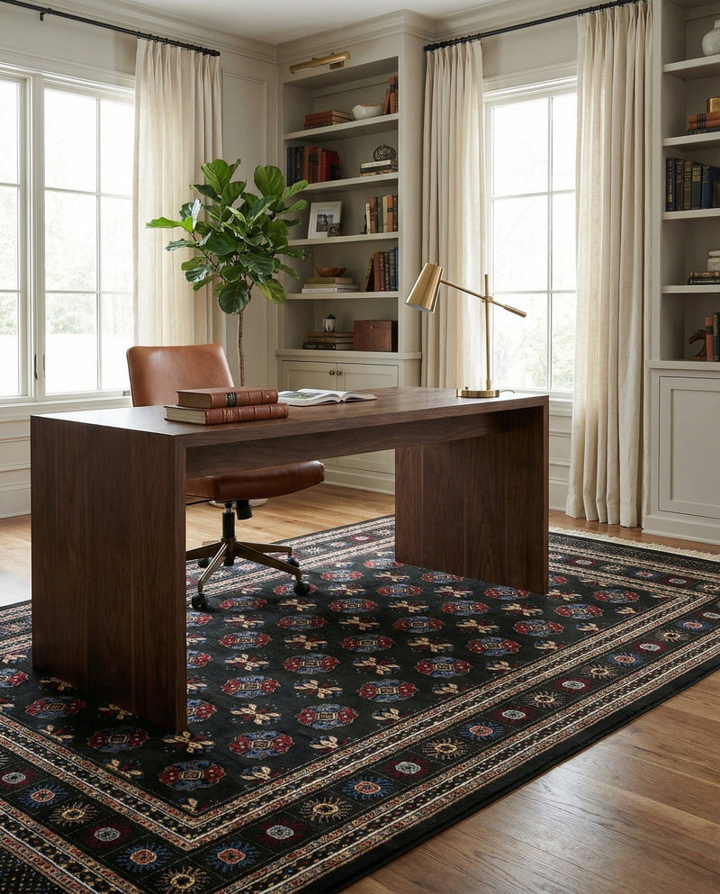 Samarkand Elegance Collection Area Rug -  Margilan (Dark Green) Rectangle Dark Green  lifestyle 14